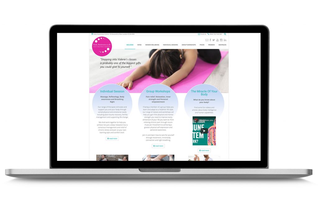 image of Body Awareness website - text created by Rachel Hodges - London Copywriter